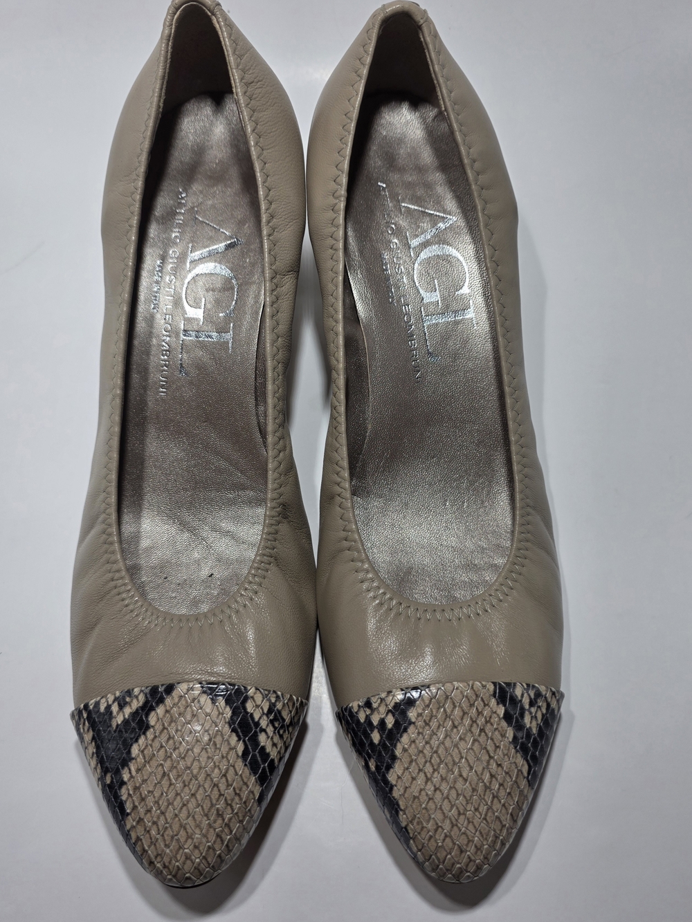 AGL Attilio Giusti Leombruni Women's Leather Pumps Snake Cap Toe EU 42 Italy - Picture 12 of 13